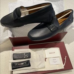 NWT! Bally Dark Navy Leather Driver Size US 11 Made in Italy
